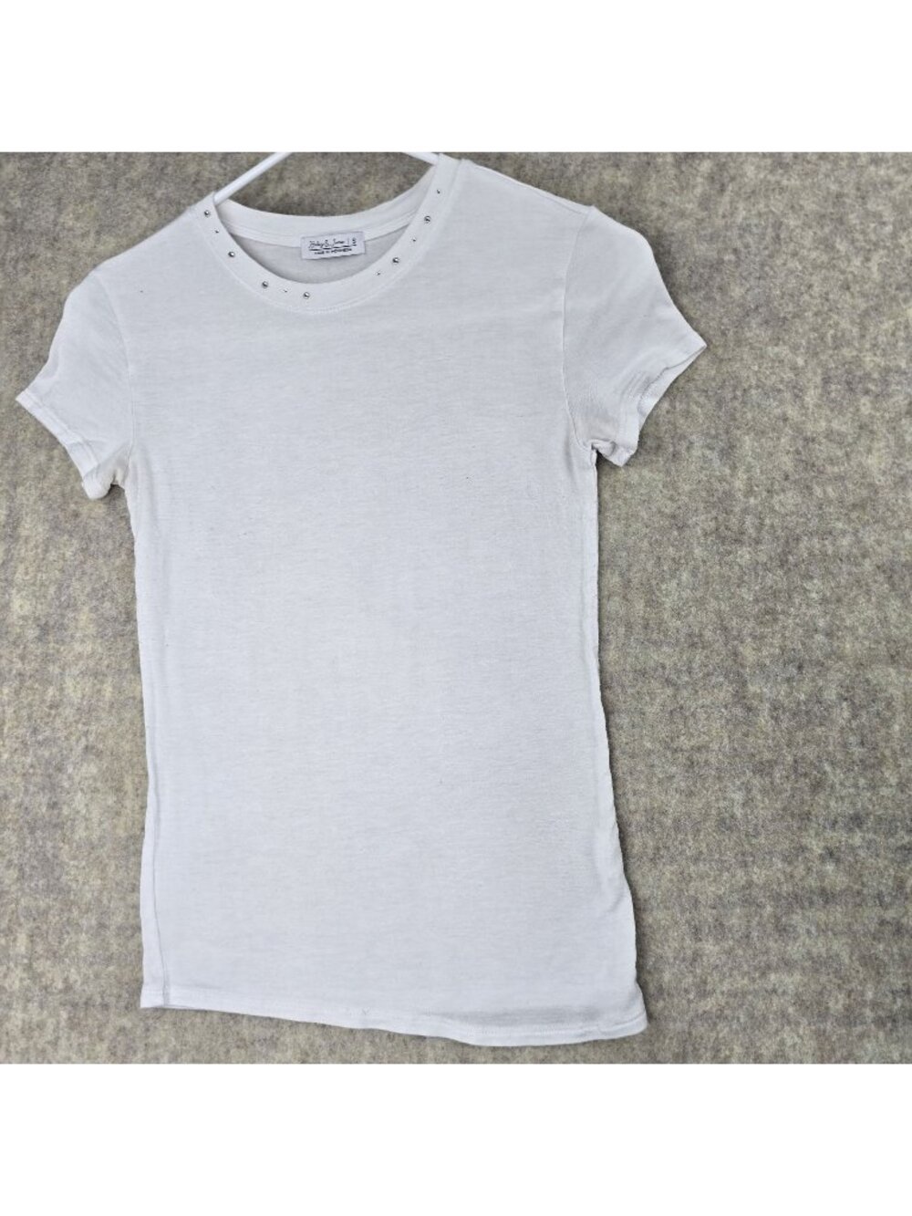 Haley & June White Short Sleeve T-Shirt With Silver Studs
